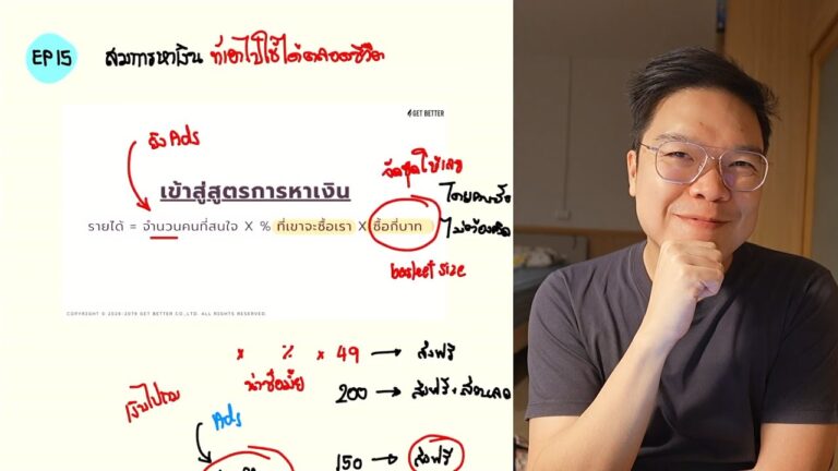 สรุป LIVE EP15 สมการหาเงิน รายได้ = จำนวนคน x อัตราการซื้อ x ยอดซื้อต่อคน